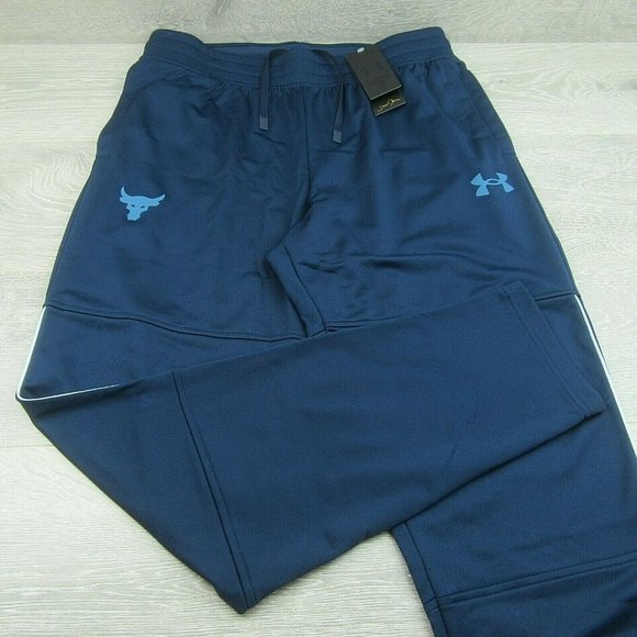 Under Armour UA Project Rock Knit Track Pants Mens Navy Blue NEW - Picture 2 of 10